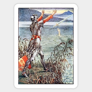 Victorian King Arthur & Excalibur Illustration Sticker
